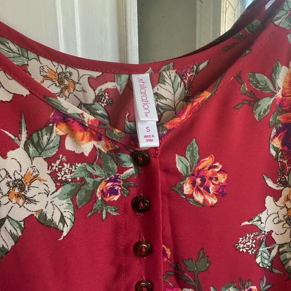 Target Easter floral red pleated midi dress - Picture 2 of 3